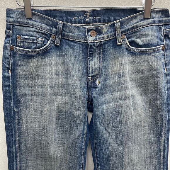 7 For All Mankind Dojo Cropped Denim Jeans Size 29 (Marked Damaged) - Picture 3 of 12